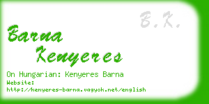 barna kenyeres business card